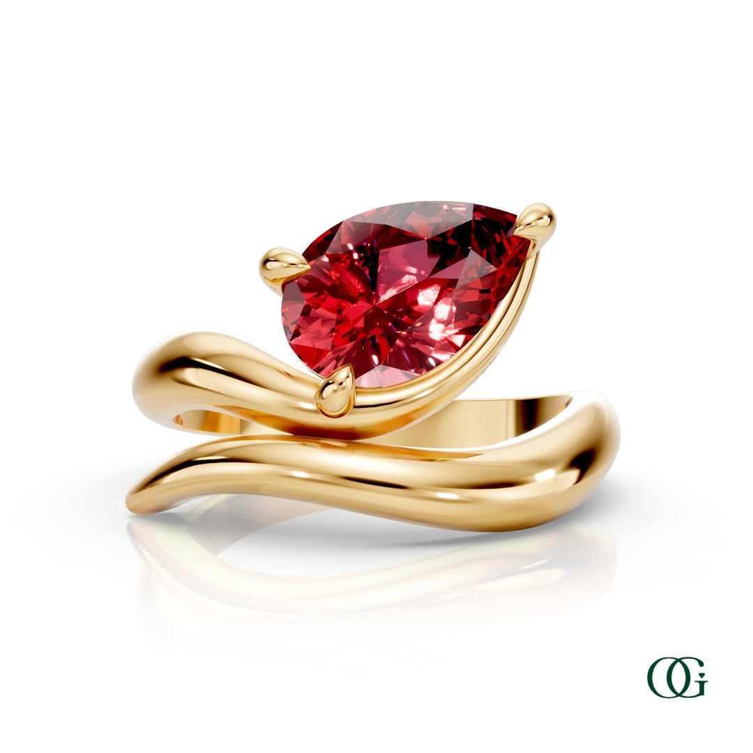 Personalized Pear Birthstone Ring