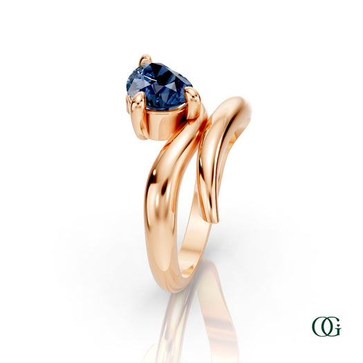 R|Personalized Pear Sapphire Birthstone Ring in Rose Gold