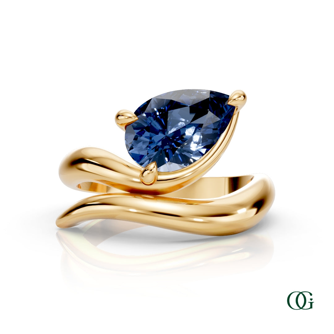 Personalized Pear Birthstone Ring