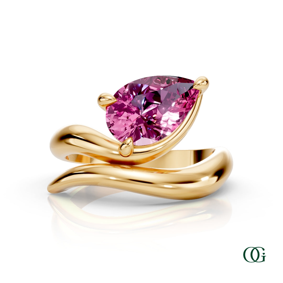 Personalized Pear Birthstone Ring