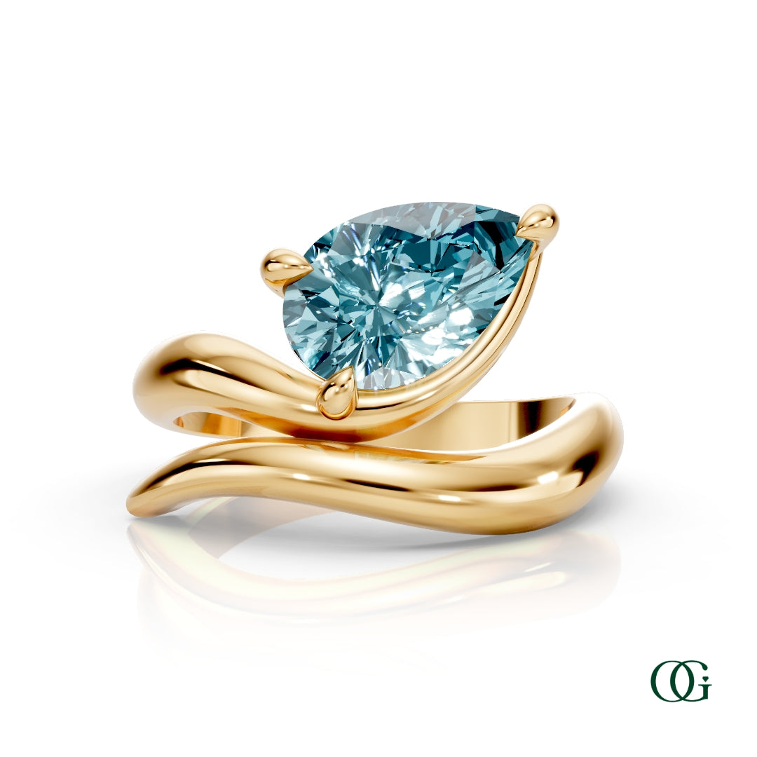 Personalized Pear Birthstone Ring