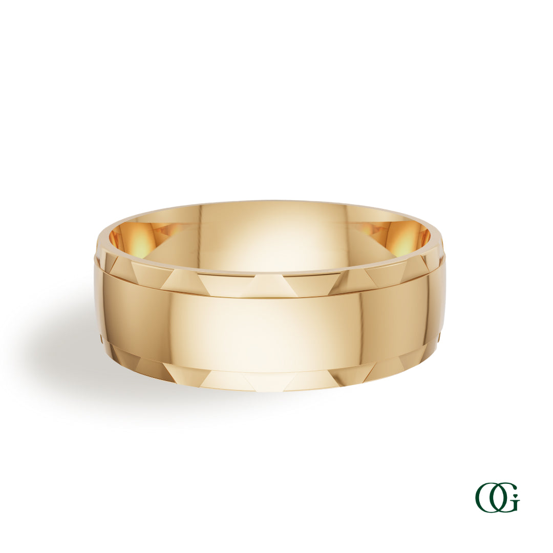 Men's Faceted Wedding Band