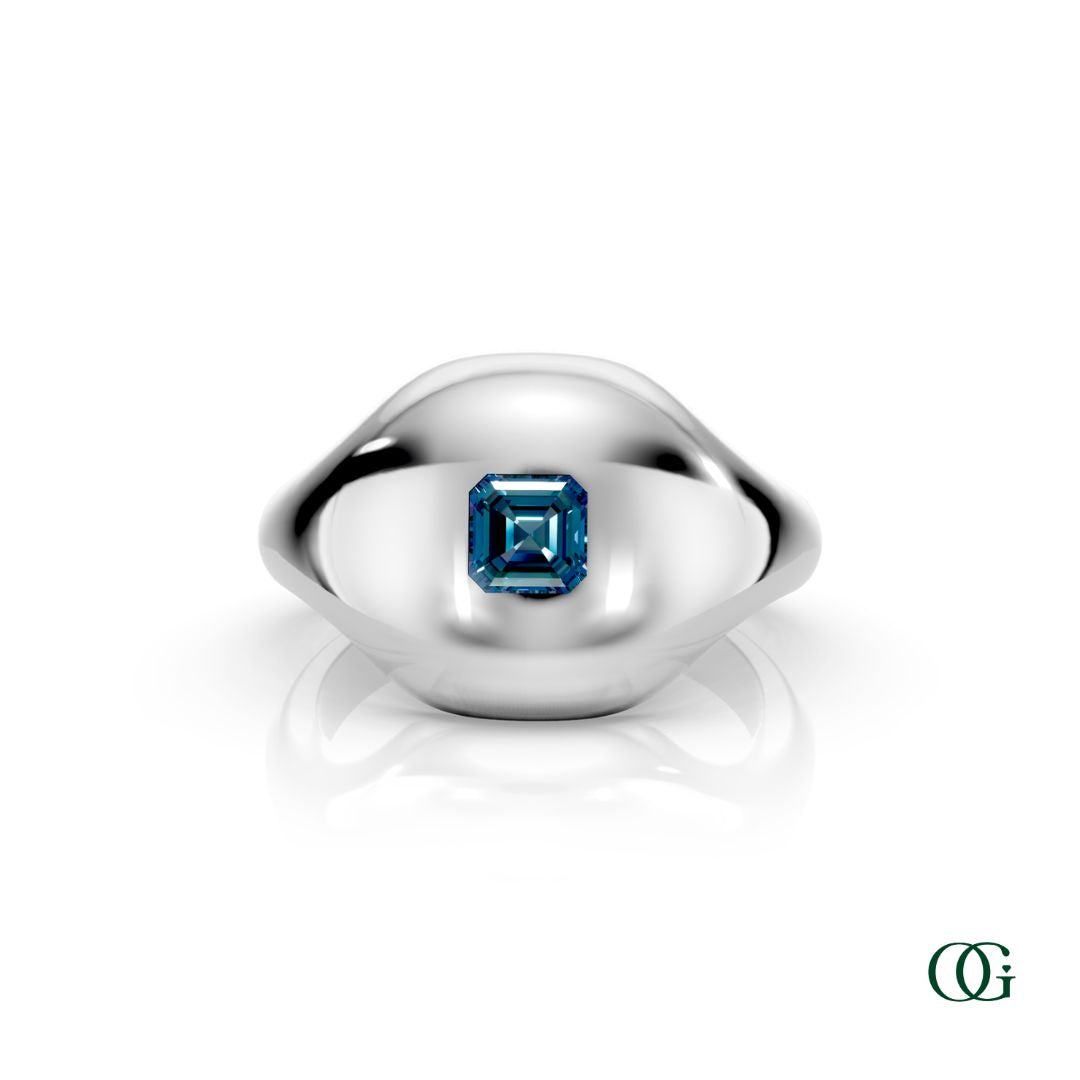 W | 14K White Gold Birthstone Pinky Ring with Alexandrite - June