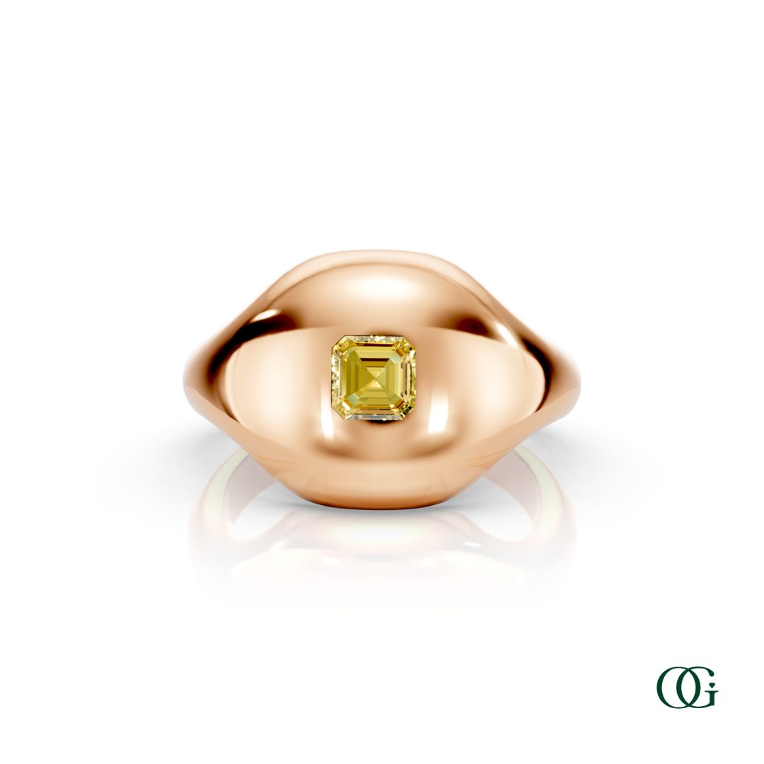 R | 14K Rose Gold Birthstone Pinky Ring with Citrine - November