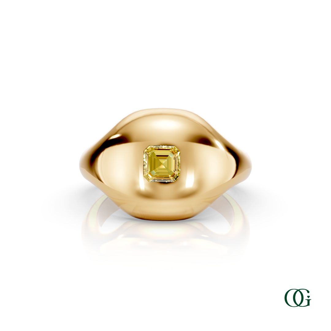 Y | 14K Yellow Gold Birthstone Pinky Ring with Citrine - November