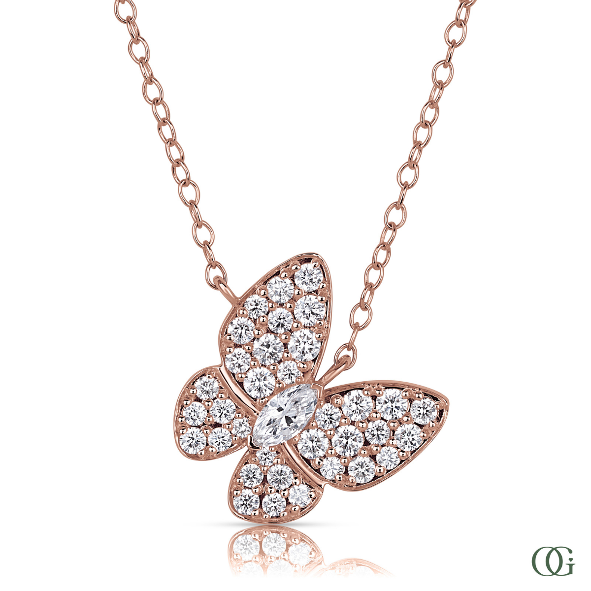 Diamond Butterfly Pendant with Marquise Center