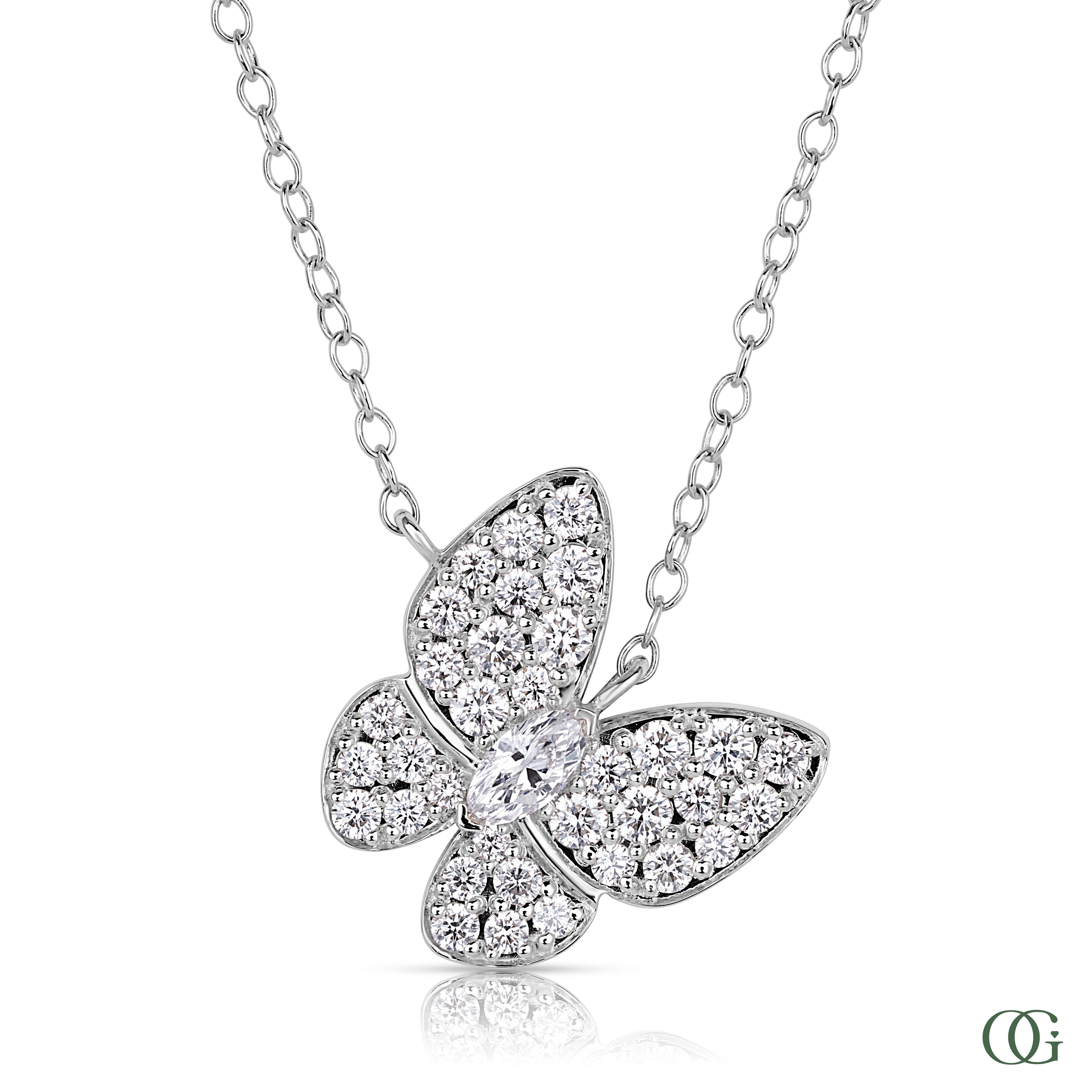 Diamond Butterfly Pendant with Marquise Center