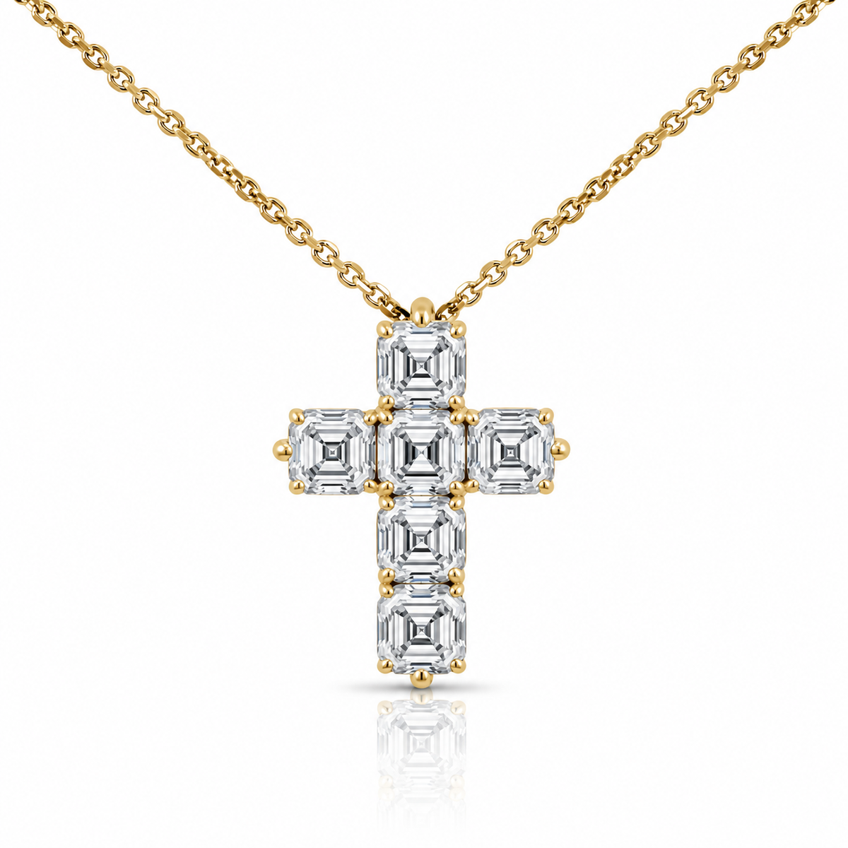 Floating Asscher Cut Diamond Cross Pendant | 1.50 CTW