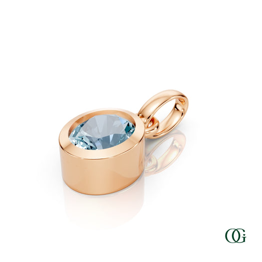 R| Personalized Oval Aquamarine Birthstone Pendant in Rose Gold