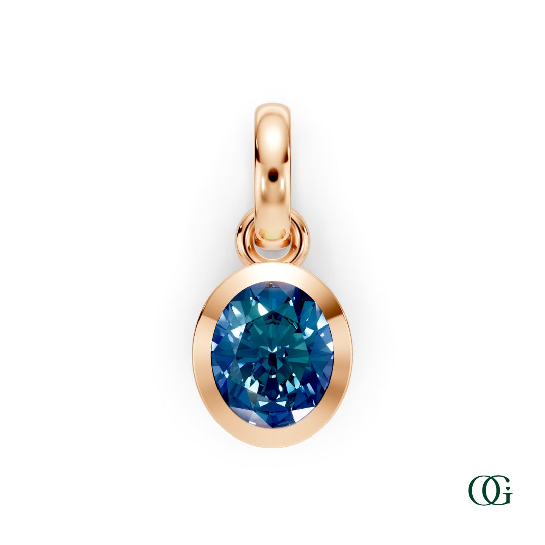 R| Personalized Oval Alexandrite Birthstone Pendant in Rose Gold