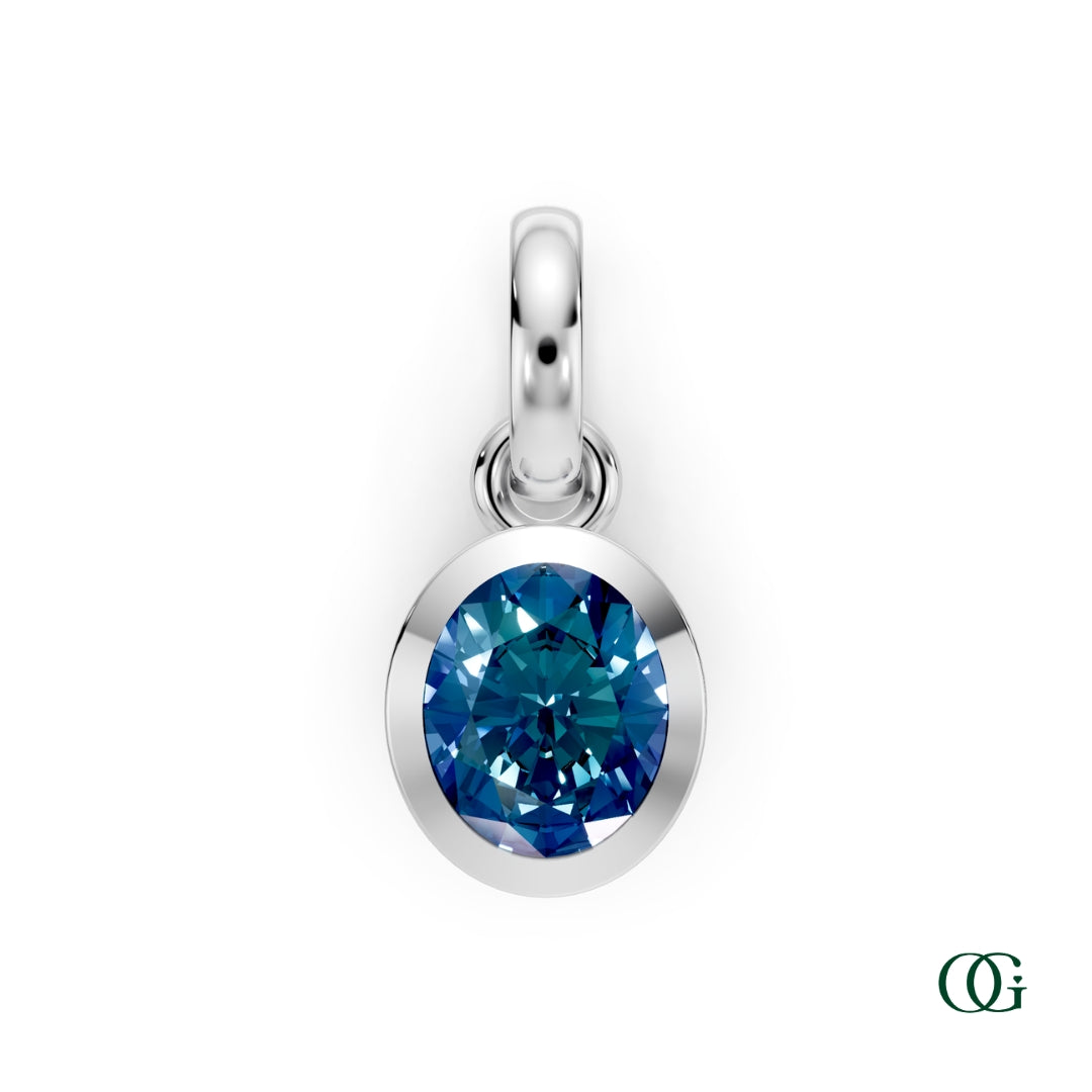 W| Personalized Oval Alexandrite Birthstone Pendant in White Gold