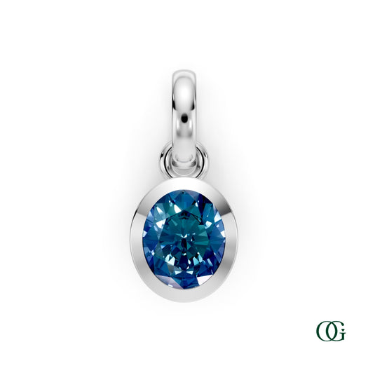 W| Personalized Oval Alexandrite Birthstone Pendant in White Gold