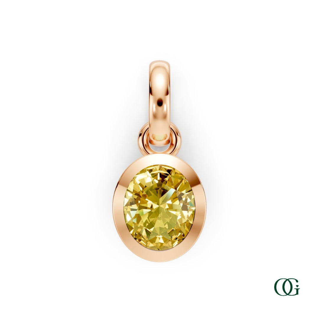 R| Personalized Oval Citrine Birthstone Pendant in Rose Gold