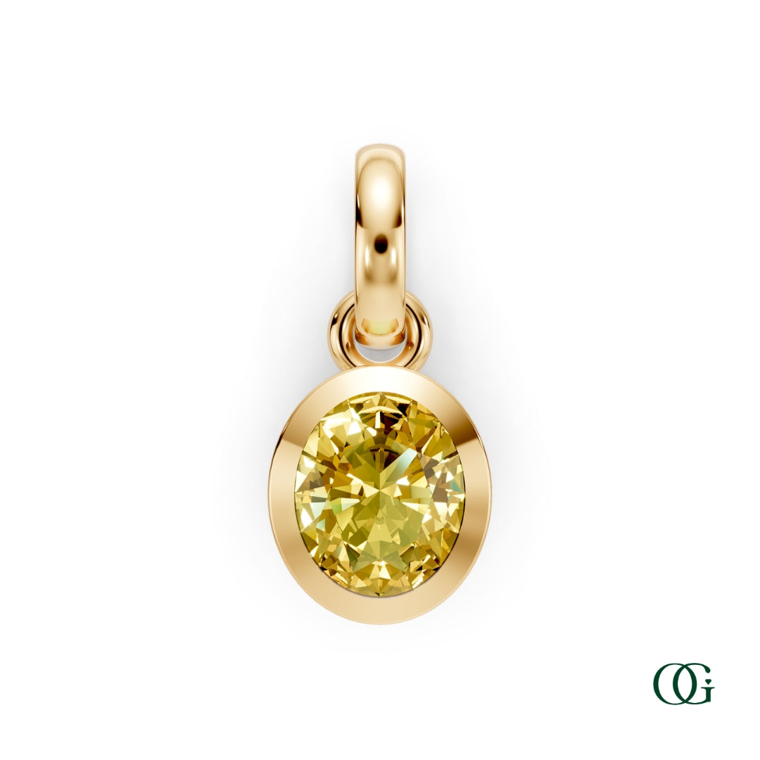 Y| Personalized Oval Citrine Birthstone Pendant in Yellow Gold