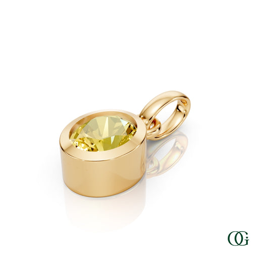 Y| Personalized Oval Citrine Birthstone Pendant in Yellow Gold