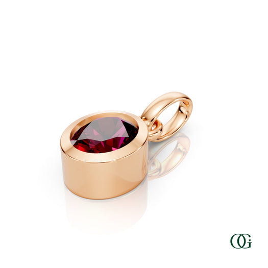 R| Personalized Oval Garnet Birthstone Pendant in Rose Gold