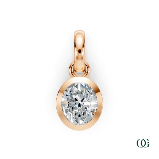 R| Personalized Oval Diamond Birthstone Pendant in Rose Gold