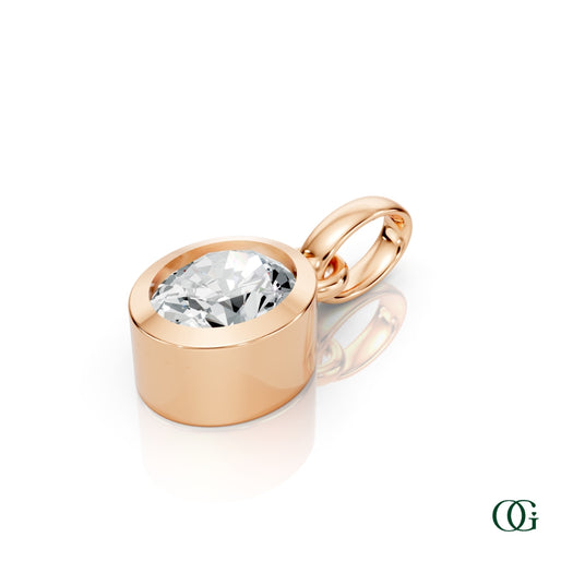 R| Personalized Oval Diamond Birthstone Pendant in Rose Gold