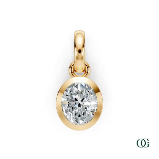 Y| Personalized Oval Diamond Birthstone Pendant in Yellow Gold
