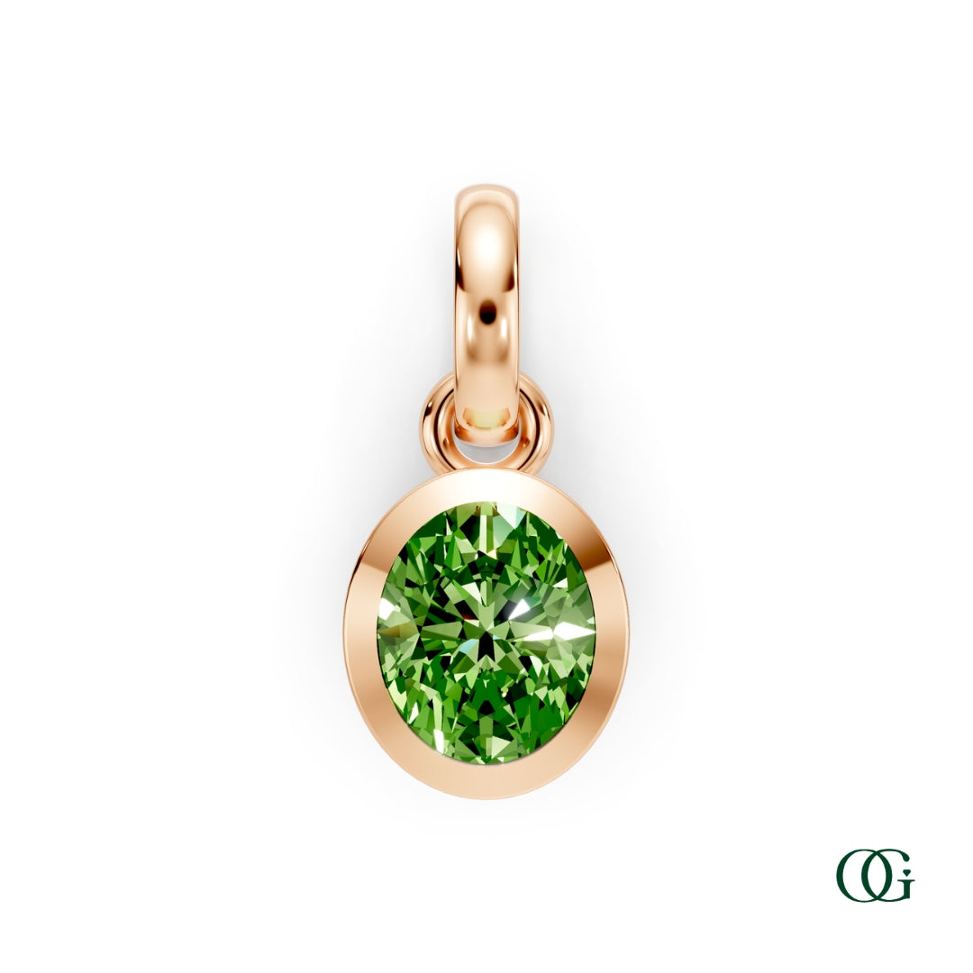 R| Personalized Oval Peridot Birthstone Pendant in Rose Gold