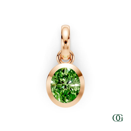 R| Personalized Oval Peridot Birthstone Pendant in Rose Gold