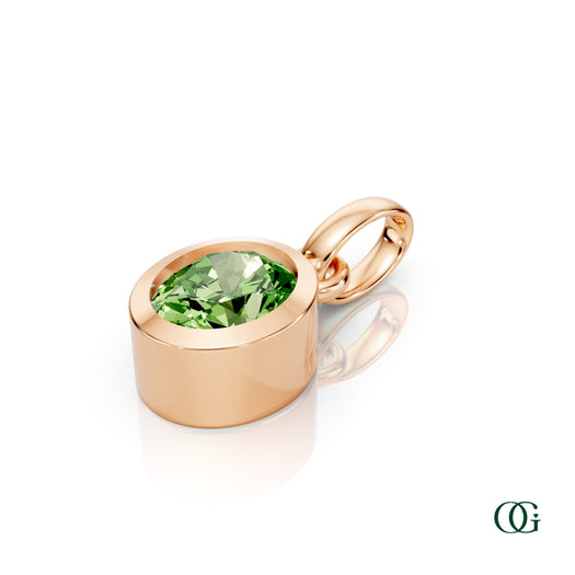 R| Personalized Oval Peridot Birthstone Pendant in Rose Gold
