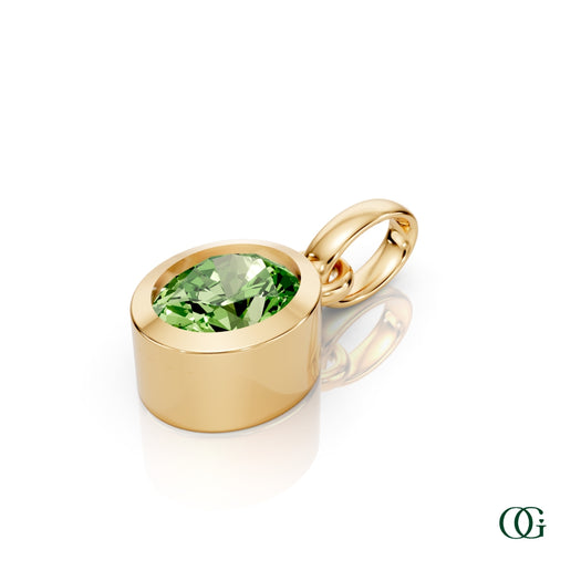 Y| Personalized Oval Peridot Birthstone Pendant in Yellow Gold