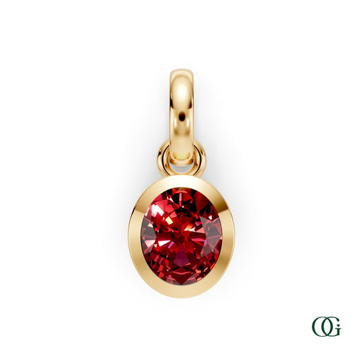 Y| Personalized Oval Ruby Birthstone Pendant in Yellow Gold