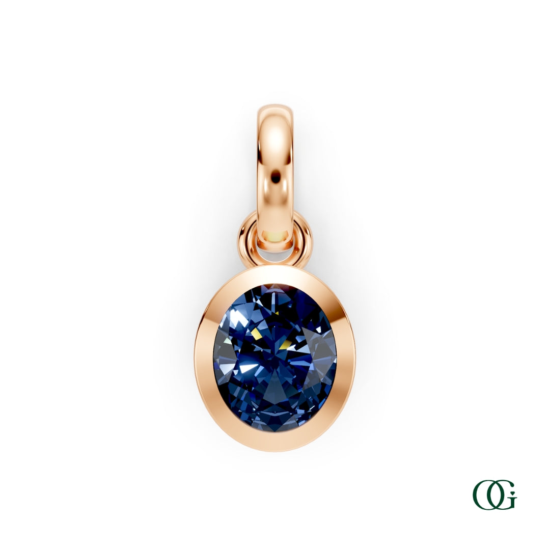 R| Personalized Oval Sapphire Birthstone Pendant in Rose Gold