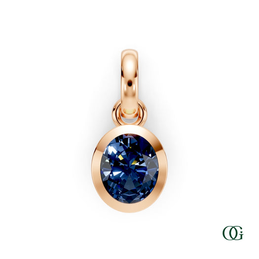 R| Personalized Oval Sapphire Birthstone Pendant in Rose Gold