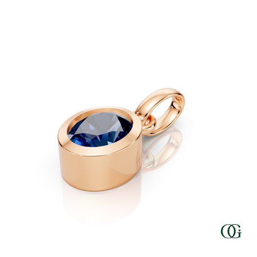 R| Personalized Oval Sapphire Birthstone Pendant in Rose Gold
