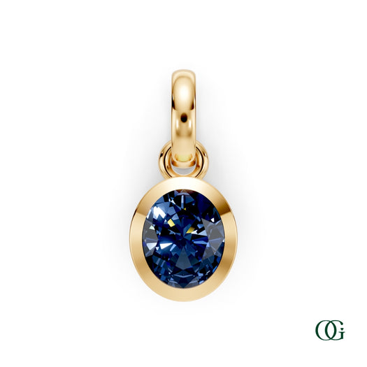 Y| Personalized Oval Sapphire Birthstone Pendant in Yellow Gold