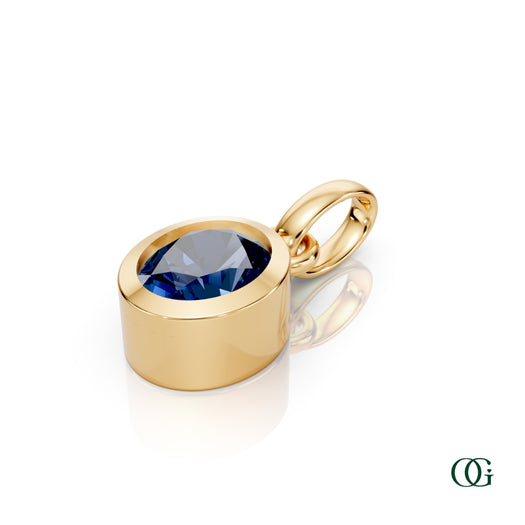 Y| Personalized Oval Sapphire Birthstone Pendant in Yellow Gold