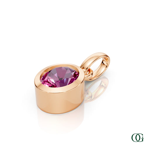 R| Personalized Oval Pink Tourmaline Birthstone Pendant in Rose Gold
