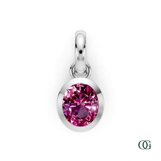 W| Personalized Oval Pink Tourmaline Birthstone Pendant in White Gold