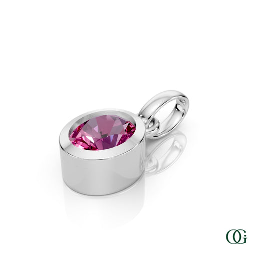 W| Personalized Oval Pink Tourmaline Birthstone Pendant in White Gold