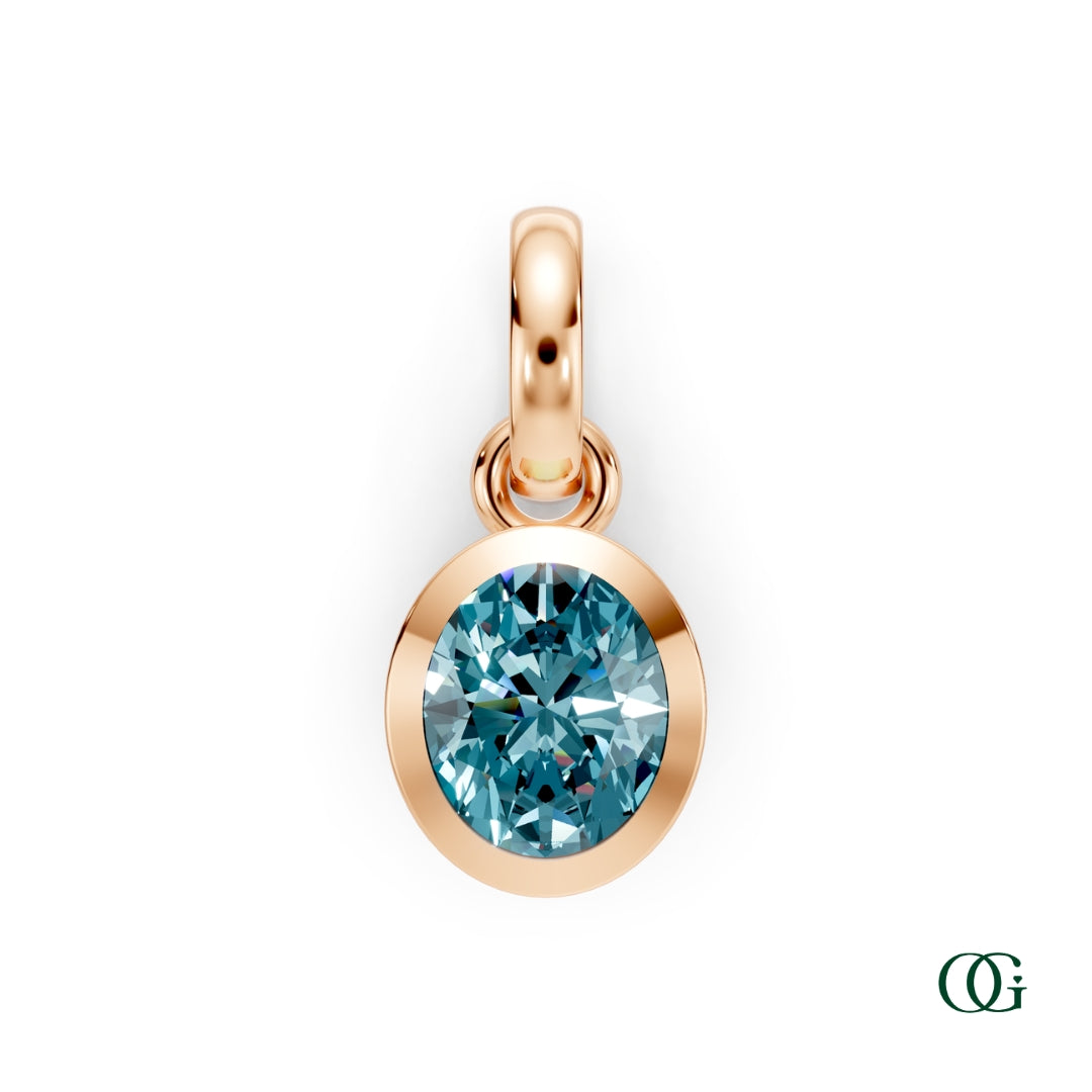 R| Personalized Oval Blue Topaz Birthstone Pendant in Rose Gold