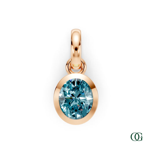 R| Personalized Oval Blue Topaz Birthstone Pendant in Rose Gold